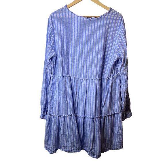 Rails Everly Ludlow Stripe Linen Blend Long Sleeve Mini Dress - Picture 9 of 11